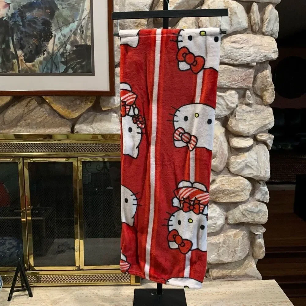 Hello kitty candy cane Christmas blanket